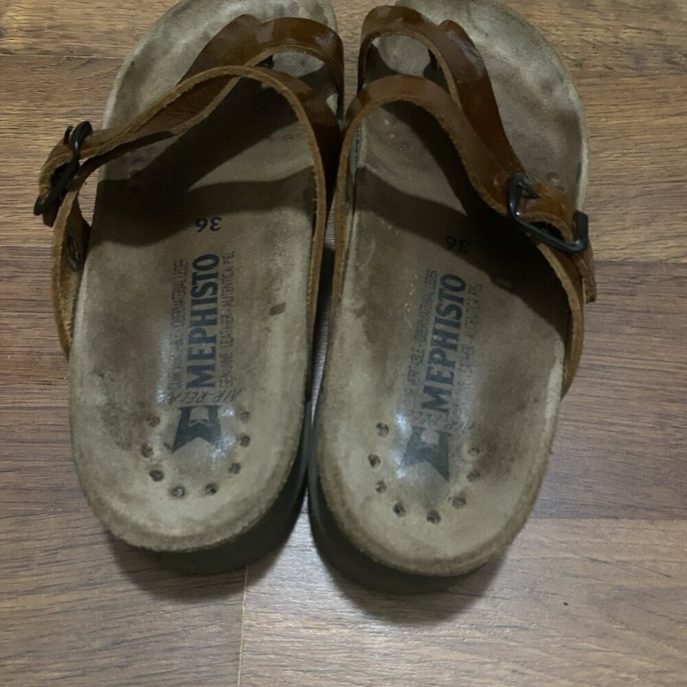 Mephisto Helen Spice Star Sandals Womens Size 36 Brown Leather Thong Slip On - Picture 3 of 6